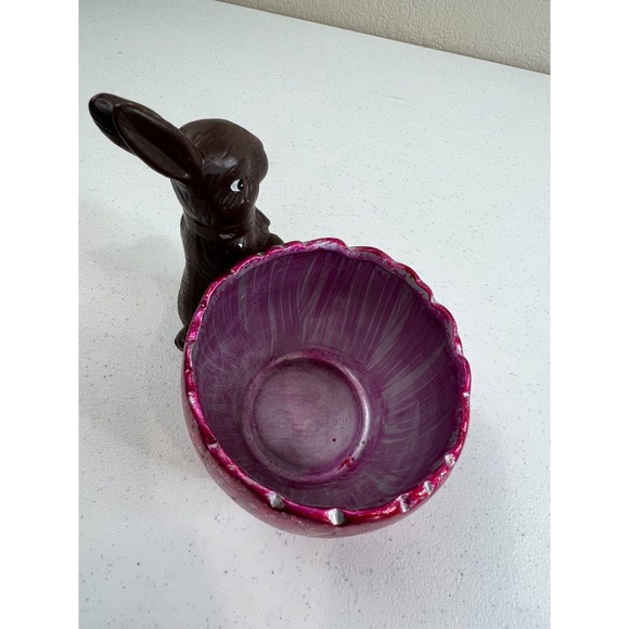 Home Decorative Easter Ceramic Chocolate Bunny Rabbit With‎ Foil Egg Figurine - Picture 5 of 9